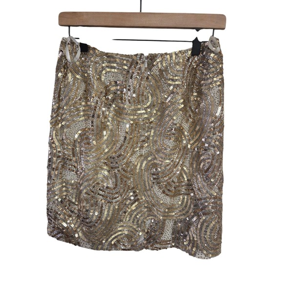 Oleg‎ Cassani Vintage 80s Sequin Skirt Gold Cocktail Party Evening Glam Dynasty - Picture 1 of 6